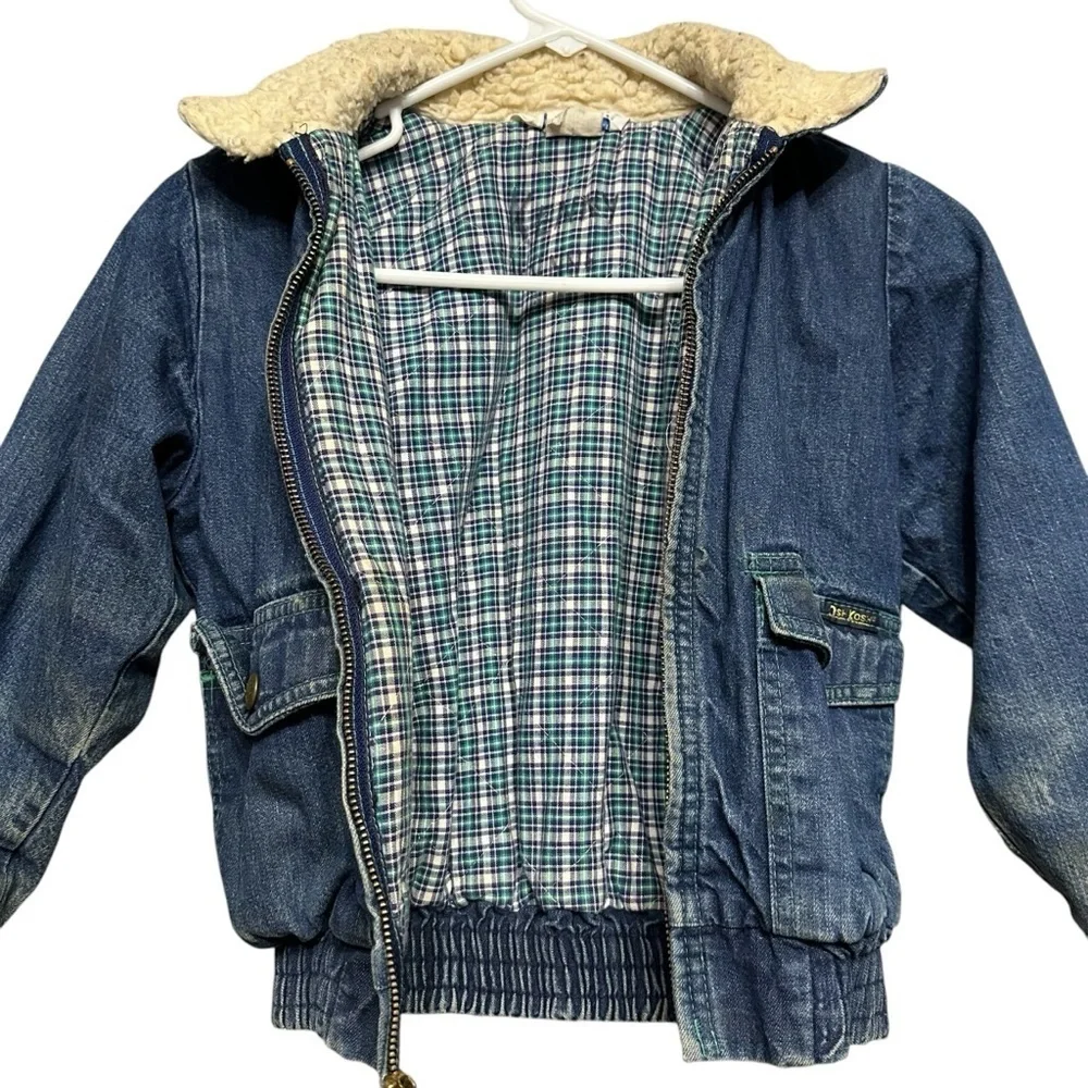 Rare Oshkosh B'Gosh Denim Sherpa Jacket Kids Size 7 vintage USA